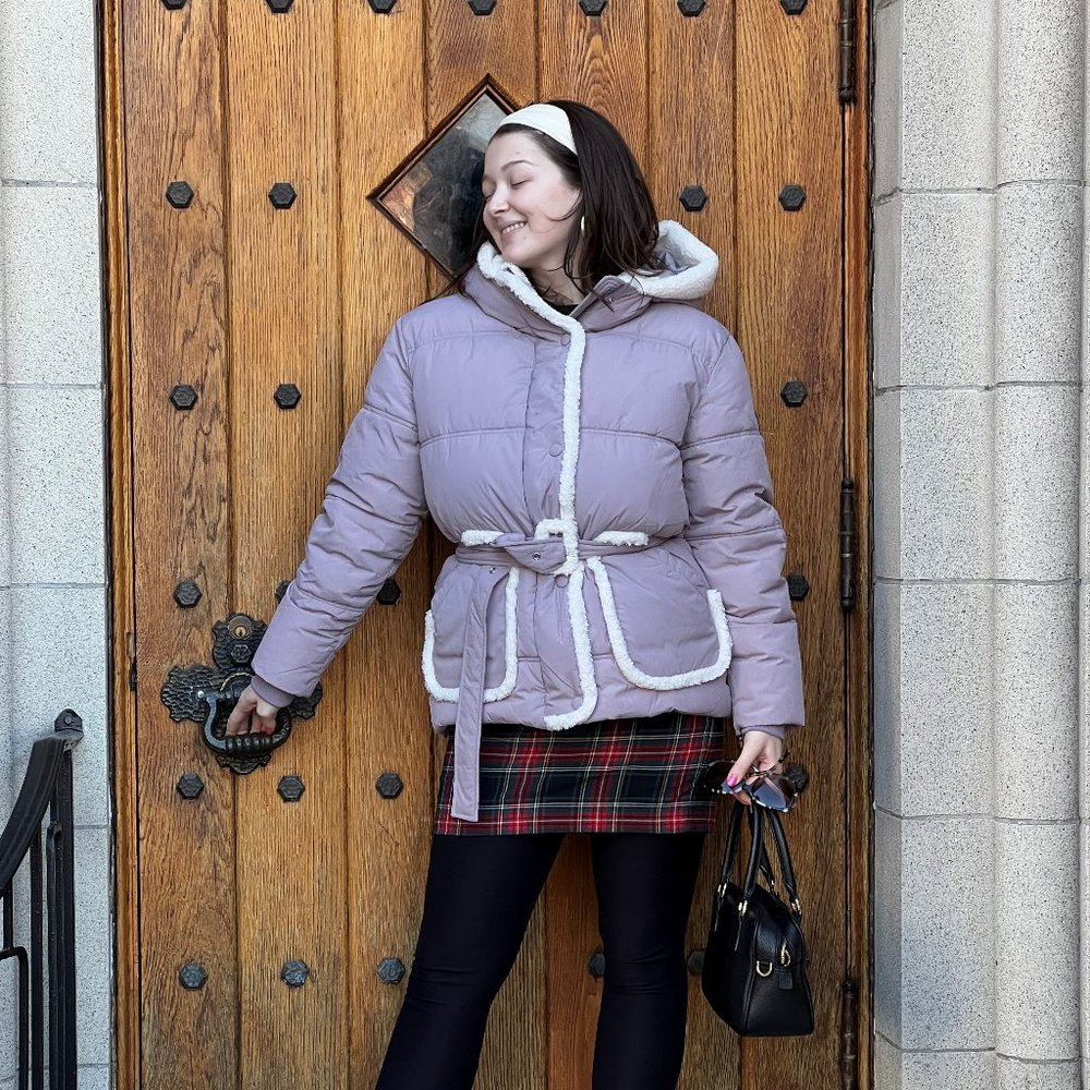 Noize Venice Mid Length Parka in Wisteria- Vegan